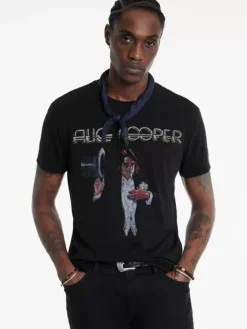 Graphic Tees>John Varvatos ALICE COOPER TOP HAT TEE BLACK