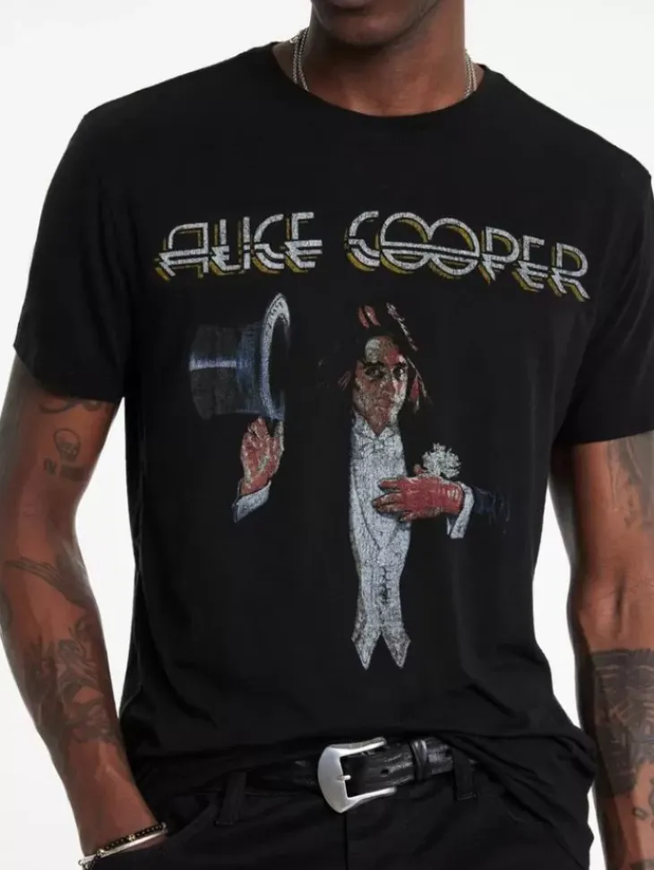 Graphic Tees>John Varvatos ALICE COOPER TOP HAT TEE BLACK