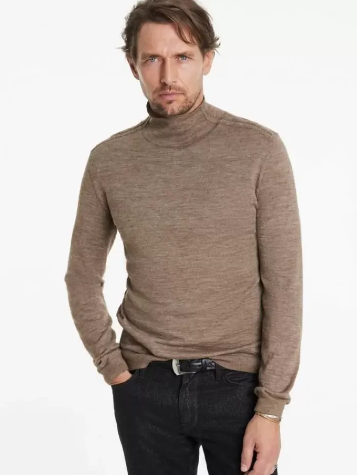Sweaters>John Varvatos ALONTE MOCK NECK ESPRESSO
