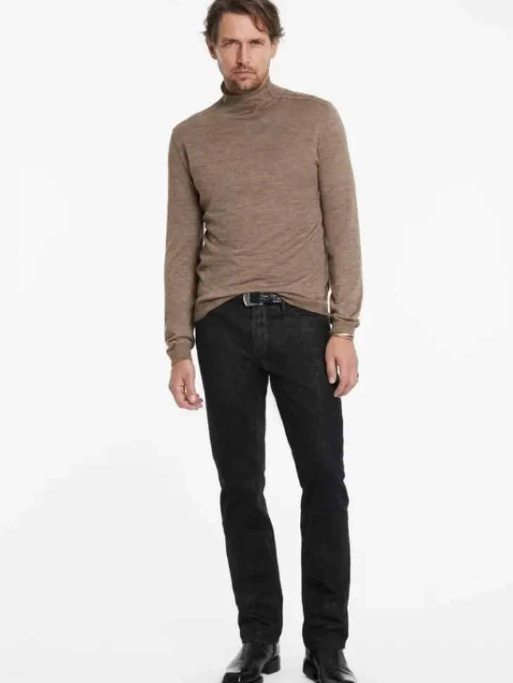 Sweaters>John Varvatos ALONTE MOCK NECK ESPRESSO