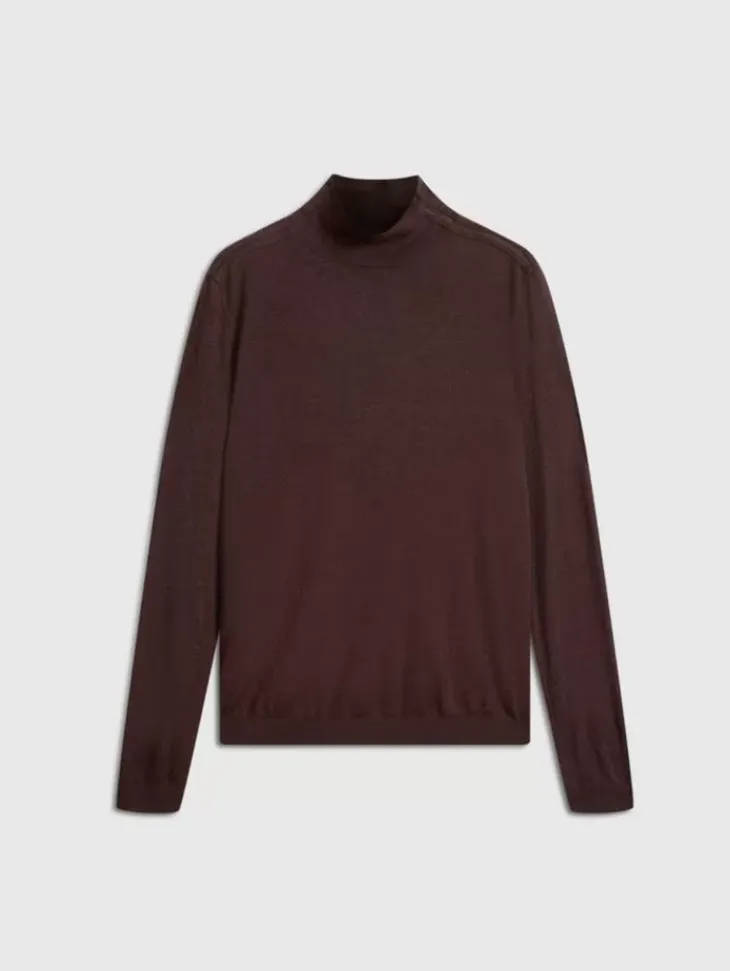 Sweaters>John Varvatos ALONTE MOCK NECK CHOCOLATE