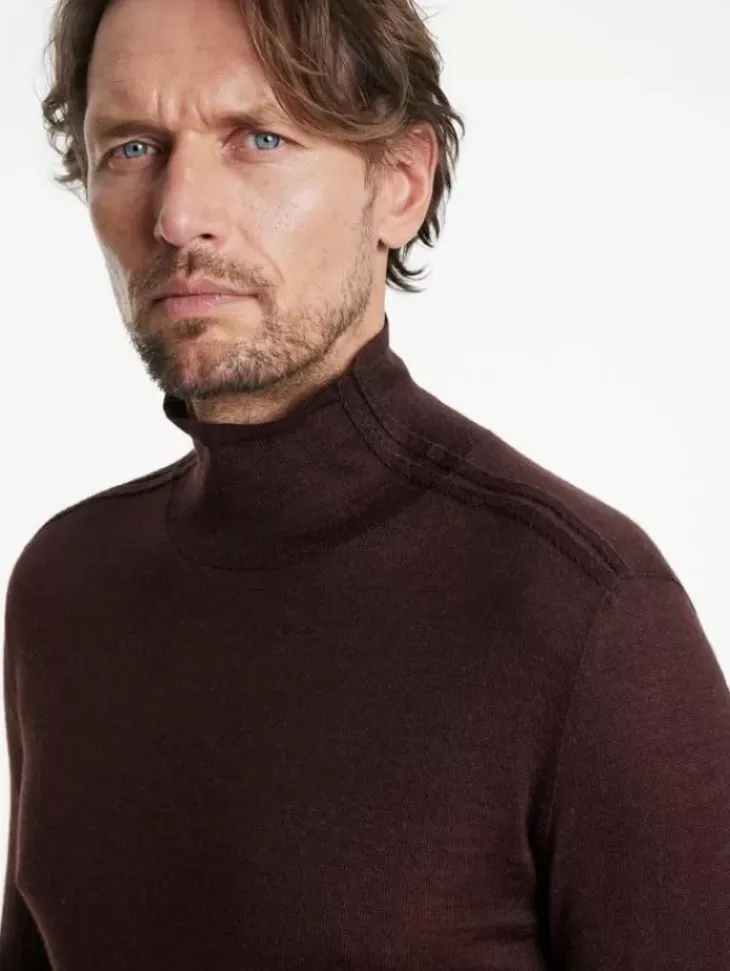 Sweaters>John Varvatos ALONTE MOCK NECK CHOCOLATE