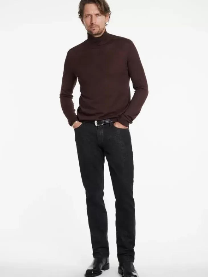 Sweaters>John Varvatos ALONTE MOCK NECK CHOCOLATE