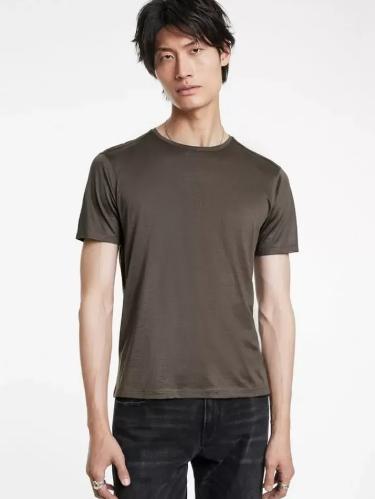 T-Shirts>John Varvatos AMATO CREW CHOCOLATE