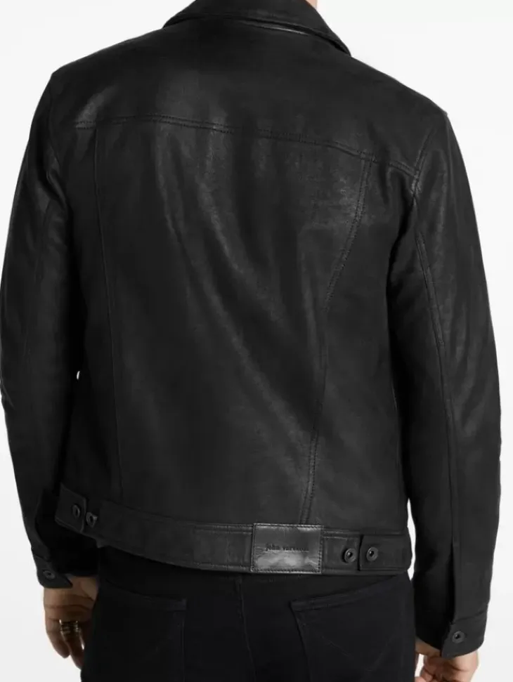 Leather Jackets|Leather Jackets>John Varvatos ANDREW TRUCKER BLACK
