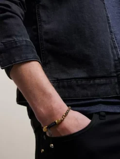 Jewelry>John Varvatos BEADED SKULL BRACELET BRASS
