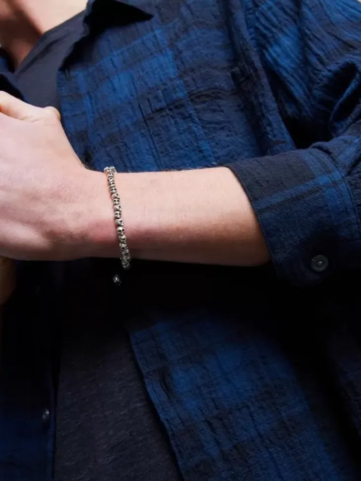 Jewelry>John Varvatos BEADED SKULL BRACELET SILVER