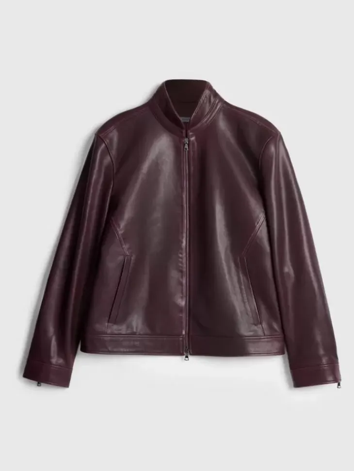 Leather & Outerwear|Tops>John Varvatos BLAKE RACER JACKET Merlot