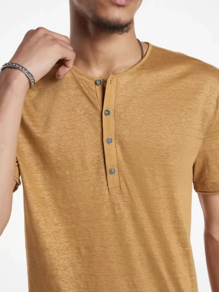 Tops>John Varvatos BLEEKER HENLEY BROWN