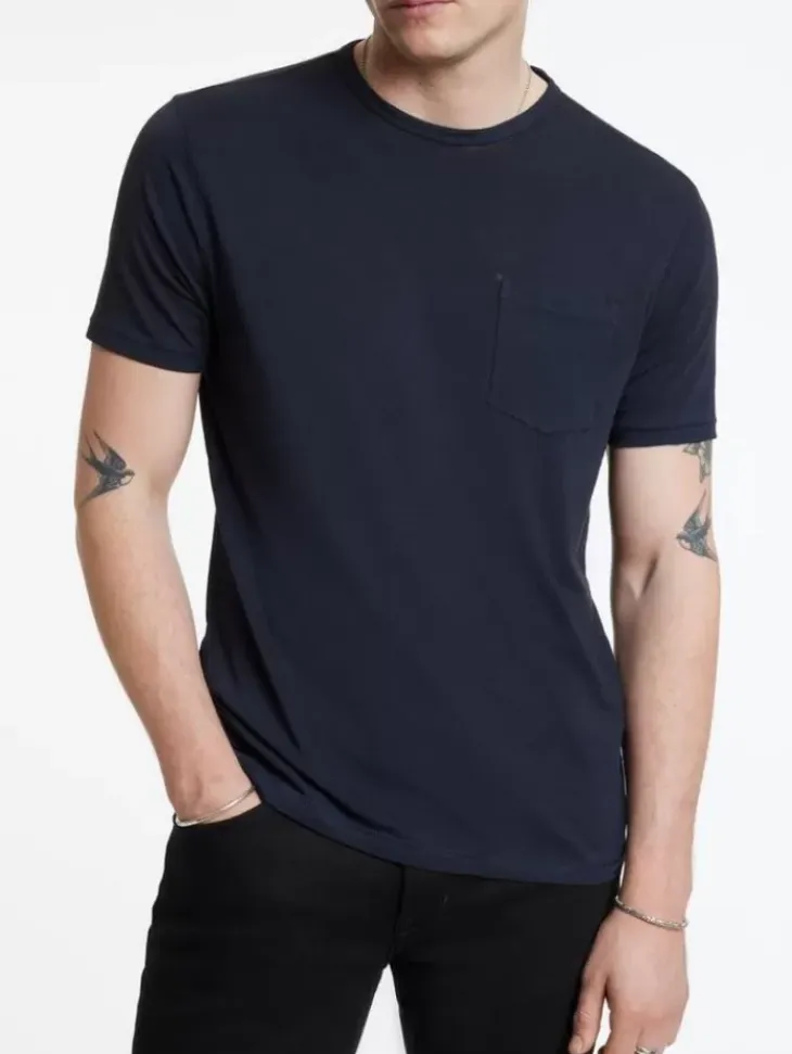 T-Shirts>John Varvatos BOND BURNOUT T-SHIRT NAVY