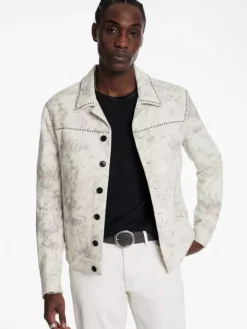 Leather & Outerwear|Tops>John Varvatos CARDIN TRUCKER CHINAWHITE