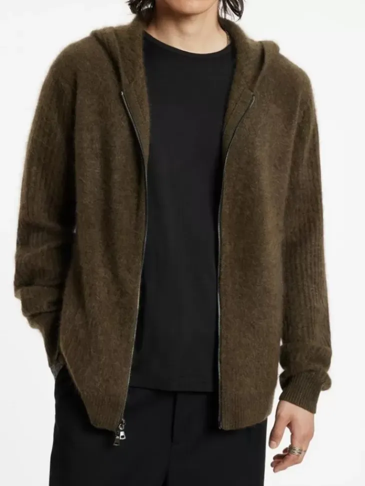 Leather & Outerwear|Tops>John Varvatos CATHERINE HOODIE DEEPOLIVE