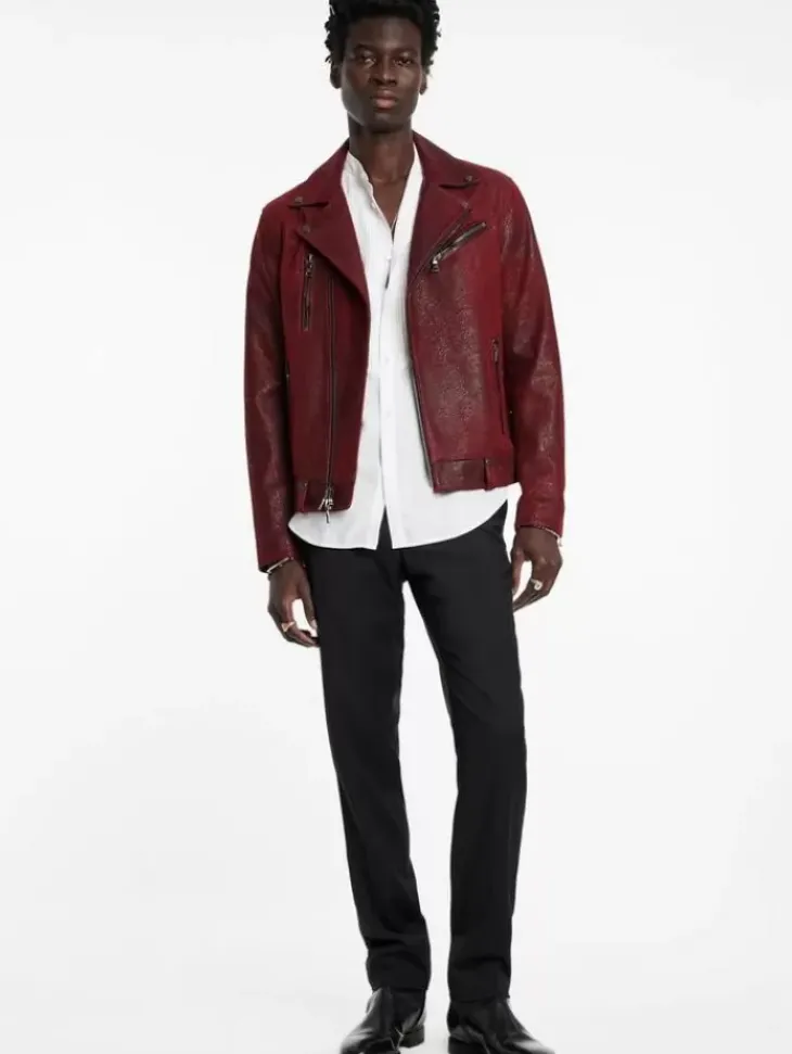 Coats And Jackets|Leather Jackets>John Varvatos CHELSEA BIKER GARNET