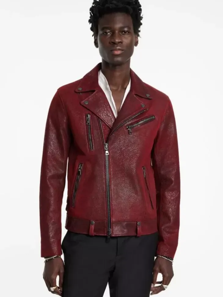 Coats And Jackets|Leather Jackets>John Varvatos CHELSEA BIKER GARNET