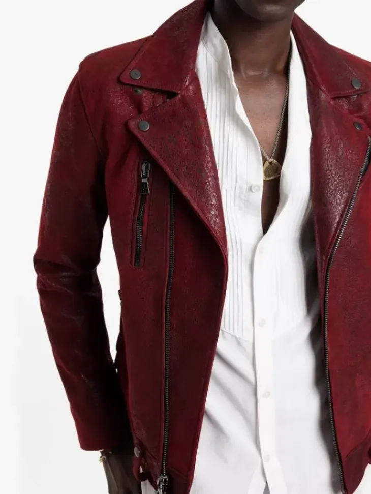 Coats And Jackets|Leather Jackets>John Varvatos CHELSEA BIKER GARNET