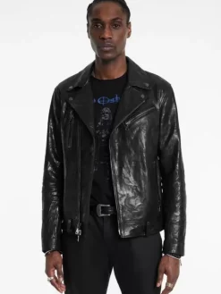 Coats And Jackets|Leather Jackets>John Varvatos CHELSEA BIKER JACKET BLACK