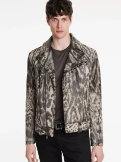 Leather Jackets|Leather Jackets>John Varvatos CHELSEA BIKER JACKET SMOKEDPEARLGREY