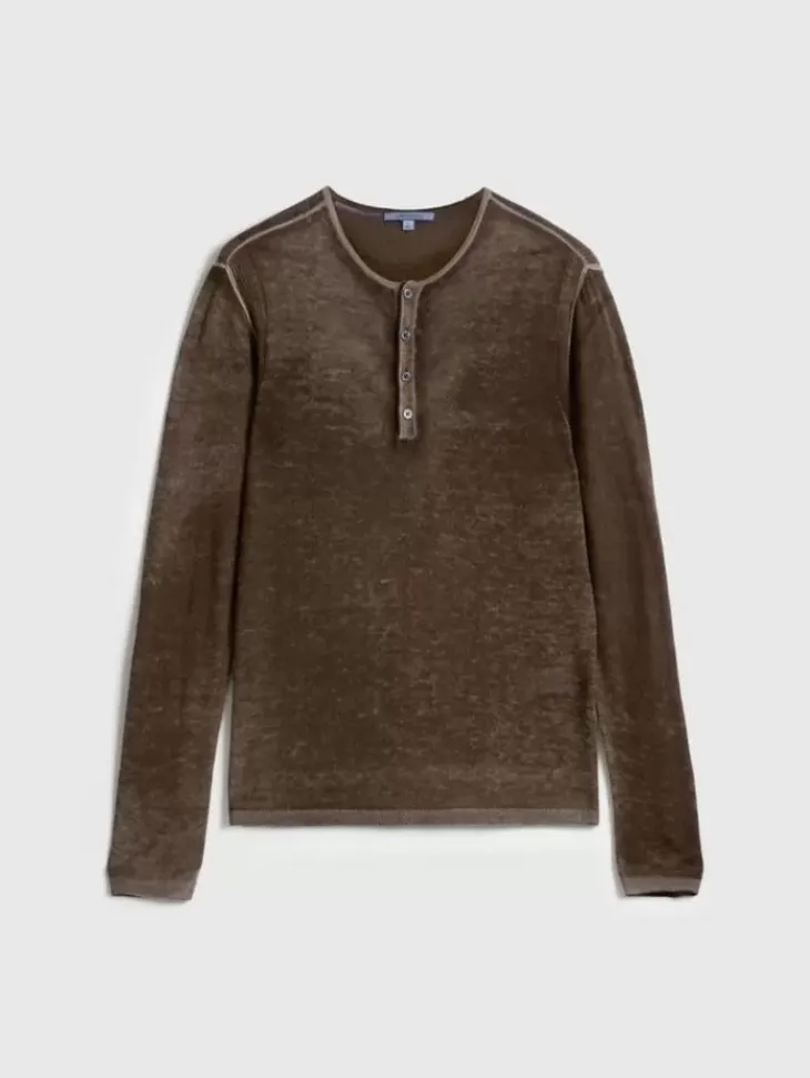 Henleys|Sweaters>John Varvatos CHRISTIE HENLEY CHESTNUT