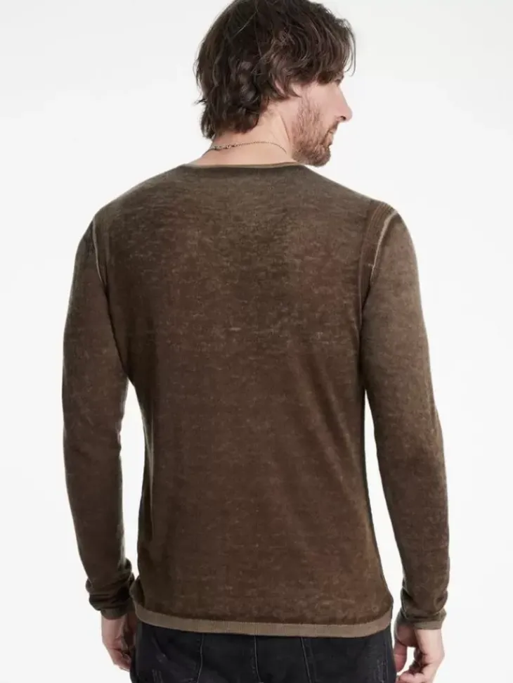 Henleys|Sweaters>John Varvatos CHRISTIE HENLEY CHESTNUT