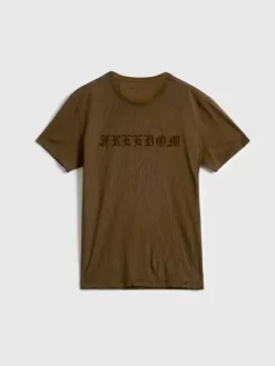 Graphic Tees>John Varvatos CRACKED FREEDOM TEE LTBROWN