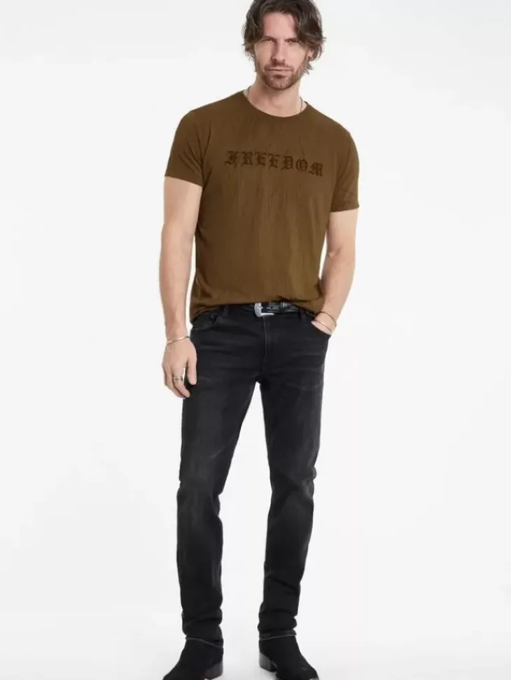 Graphic Tees>John Varvatos CRACKED FREEDOM TEE LTBROWN