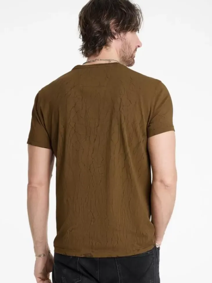 Graphic Tees>John Varvatos CRACKED FREEDOM TEE LTBROWN