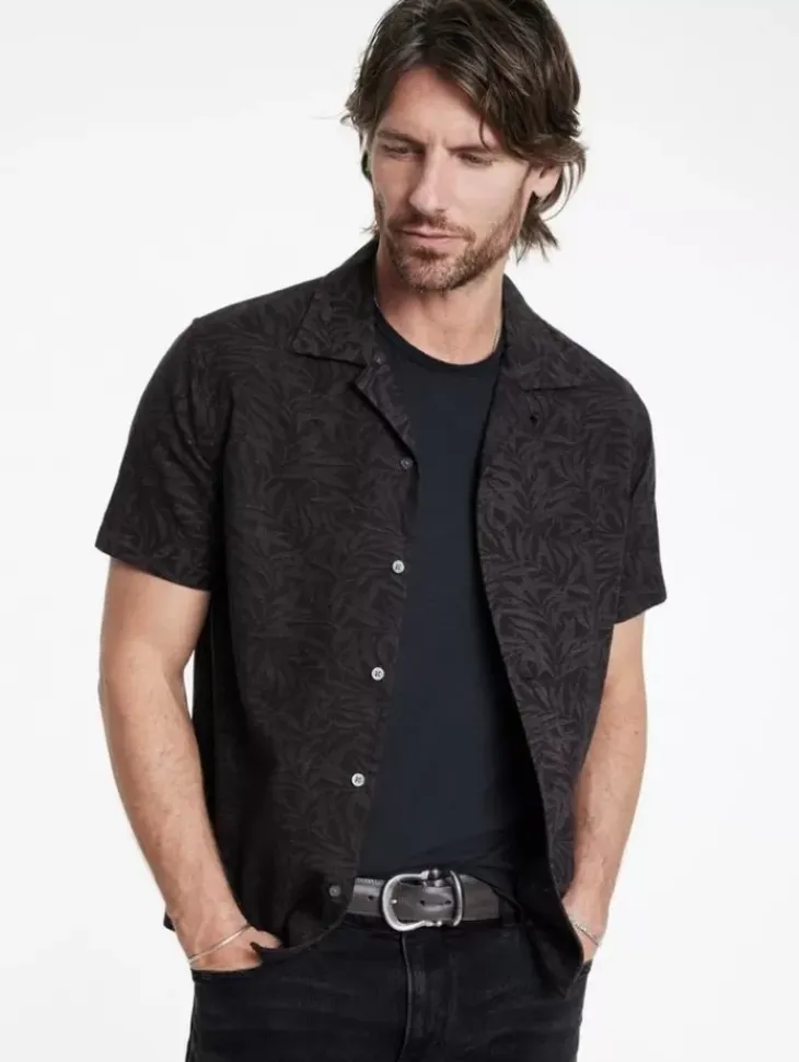 Tops>John Varvatos DANNY CAMP SHIRT CHARCOAL