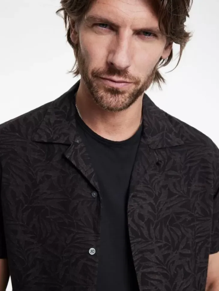 Tops>John Varvatos DANNY CAMP SHIRT CHARCOAL