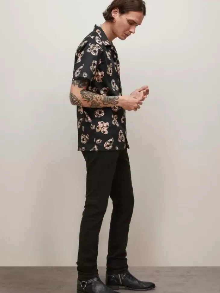Tops>John Varvatos DANNY CAMP SHIRT BLACK