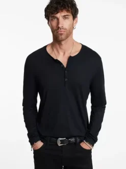 Henleys>John Varvatos DANVILLE HENLEY BLACK