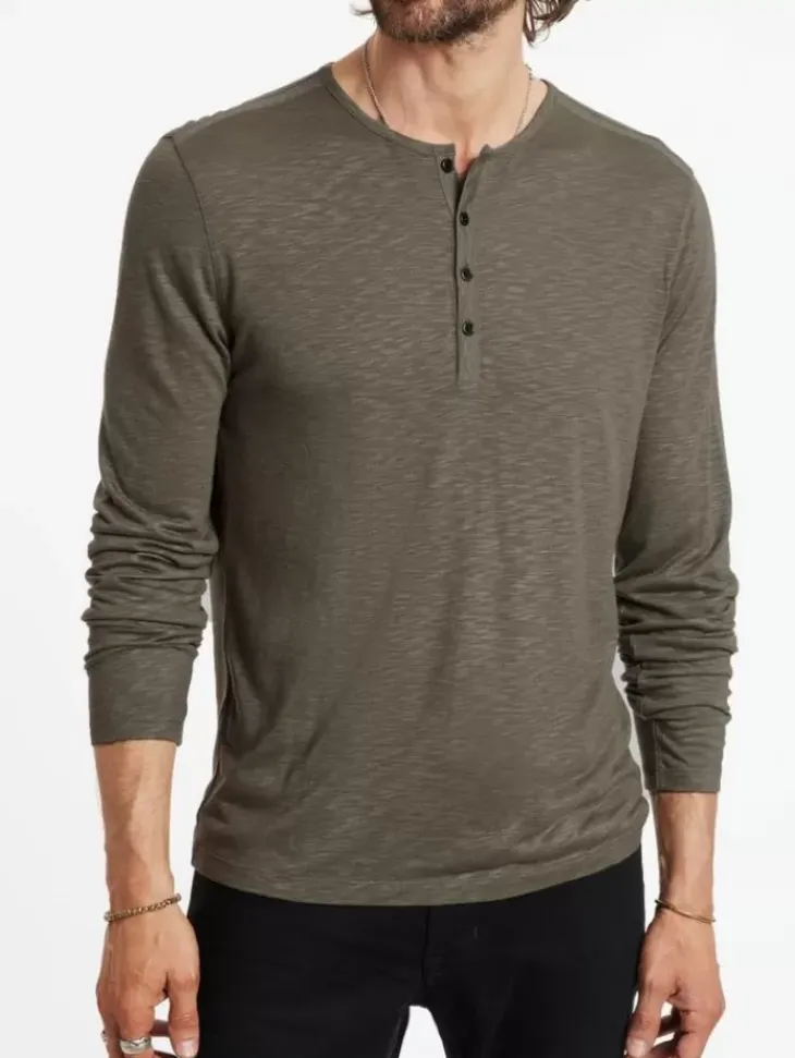 Tops>John Varvatos DANVILLE HENLEY EUCALPTUS