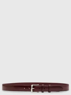 Belts|Leather Belts>John Varvatos DRESS BELT BURGUNDY
