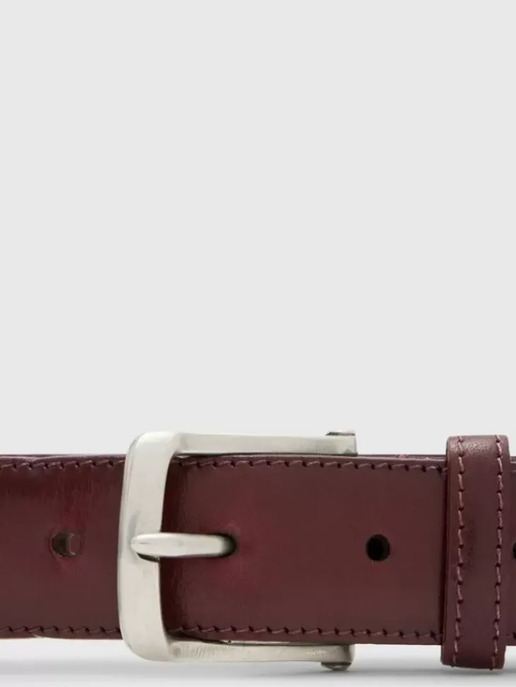 Belts|Leather Belts>John Varvatos DRESS BELT BURGUNDY