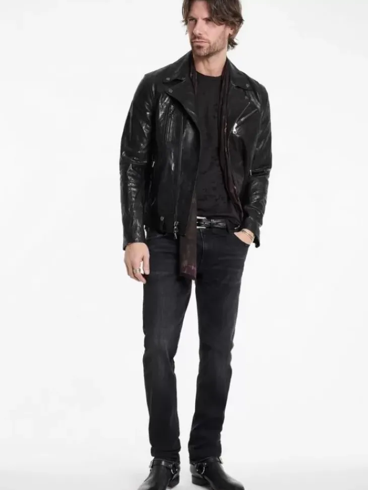 T-Shirts>John Varvatos EDEN BURNOUT CREW CARBON