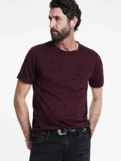 T-Shirts>John Varvatos EDEN BURNOUT CREW DARKPLUM