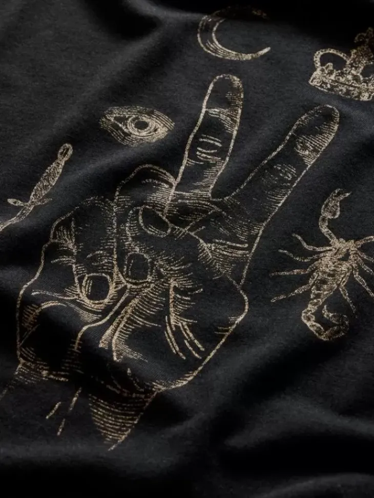 Graphic Tees>John Varvatos ELEMENTS PEACE TEE BLACK