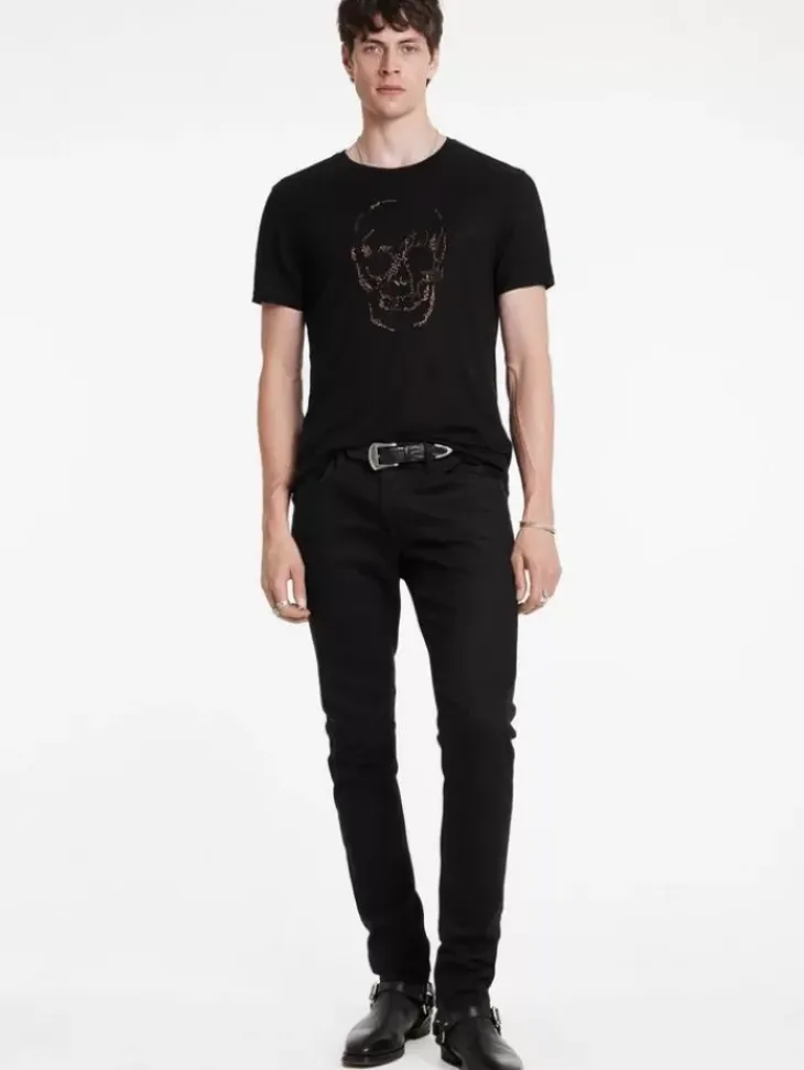 Graphic Tees>John Varvatos EMBELLISHED SKULL TEE BLACK