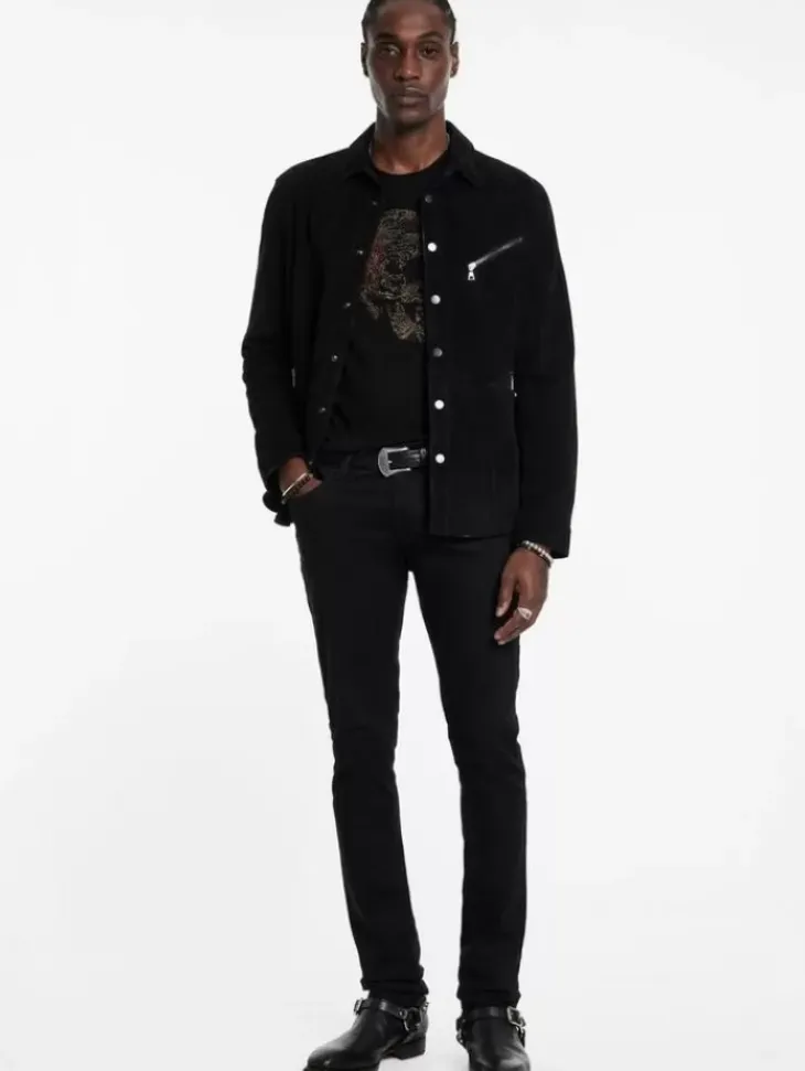 Graphic Tees>John Varvatos EMBRIODERED SKULL TEE BLACK