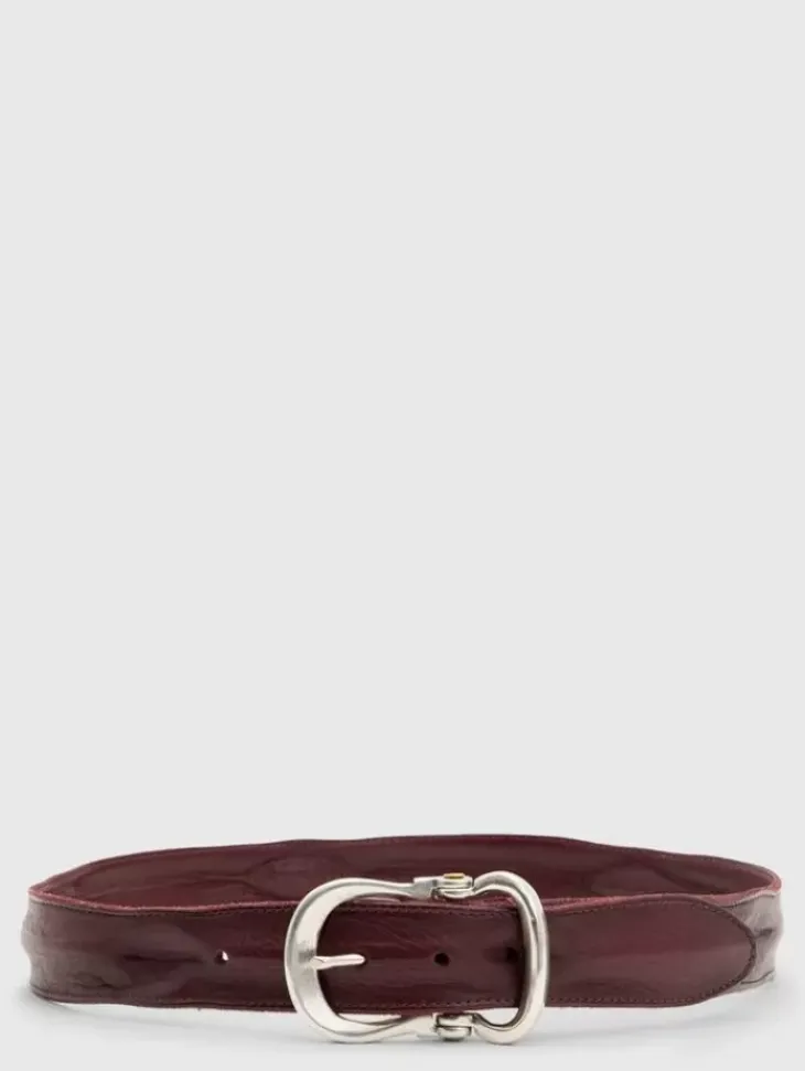 Belts|Leather Belts>John Varvatos FIBEL ANTIQUE NICKLE FINISH BELT RED