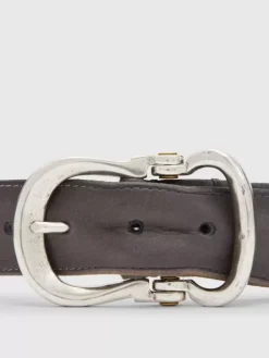 Belts|Leather Belts>John Varvatos FIBEL ANTIQUE NICKLE FINISH BELT LEAD
