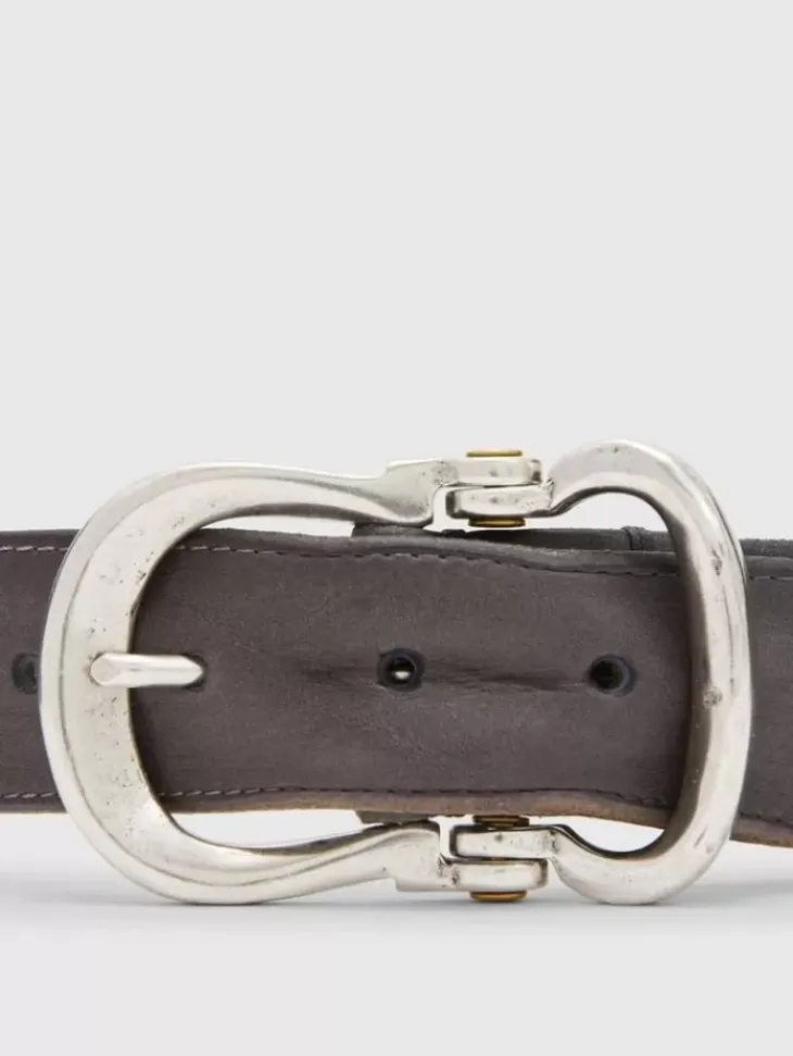 Belts|Leather Belts>John Varvatos FIBEL ANTIQUE NICKLE FINISH BELT LEAD