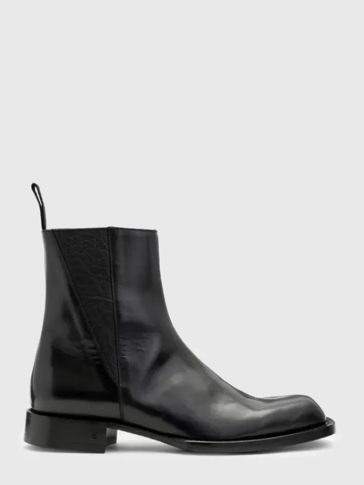 Boots|Leather Boots>John Varvatos GEO ZIP BOOT BLACK
