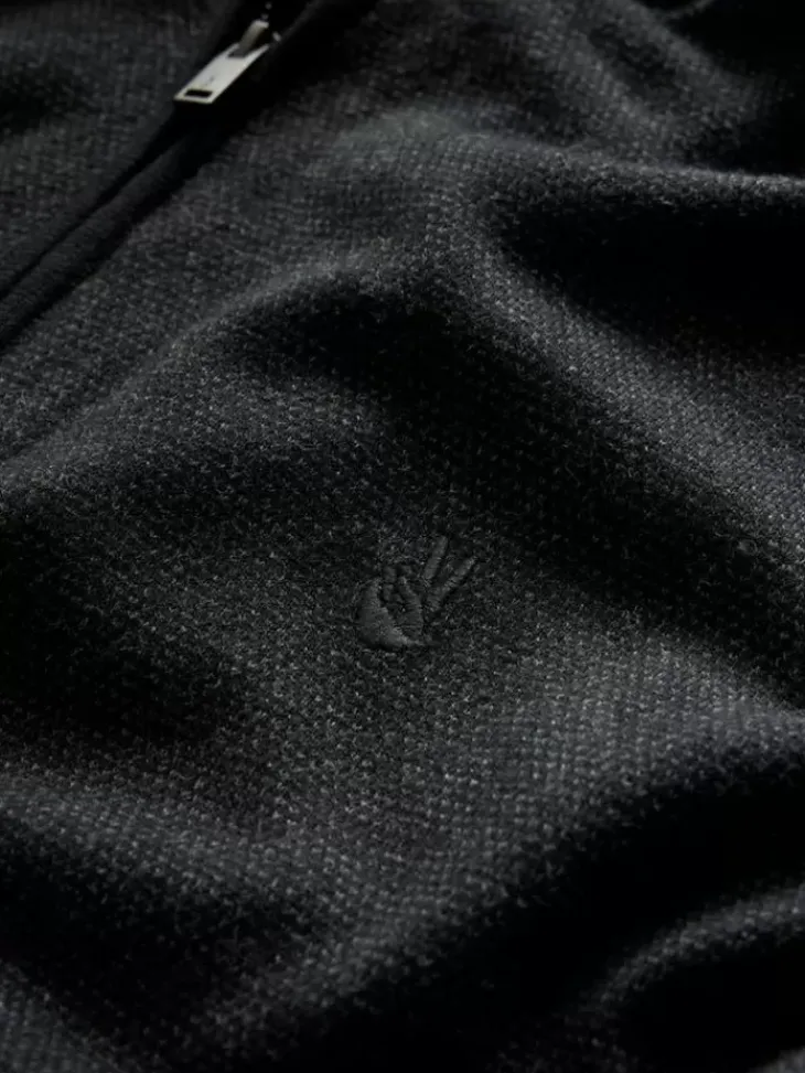Sweaters>John Varvatos GRAND BIRDEYE HALF ZIP BLACK