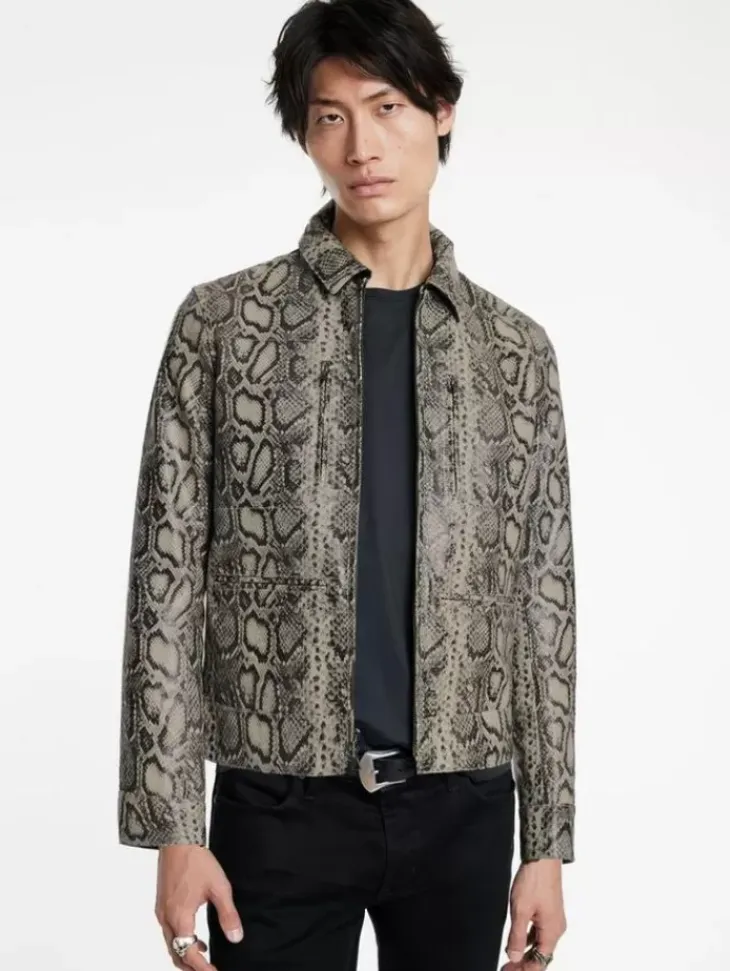 Coats And Jackets|Leather Jackets>John Varvatos GRYFFIN JACKET SMOKEDPEARLGREY