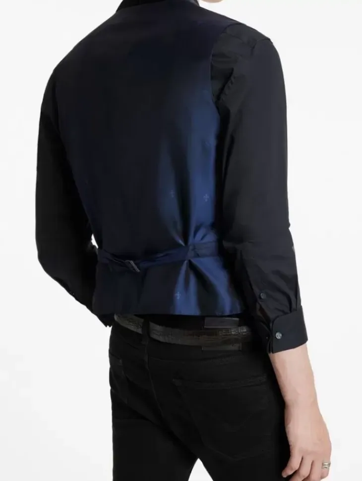 Leather & Outerwear|Tops>John Varvatos HONE VEST BLUEBLACK