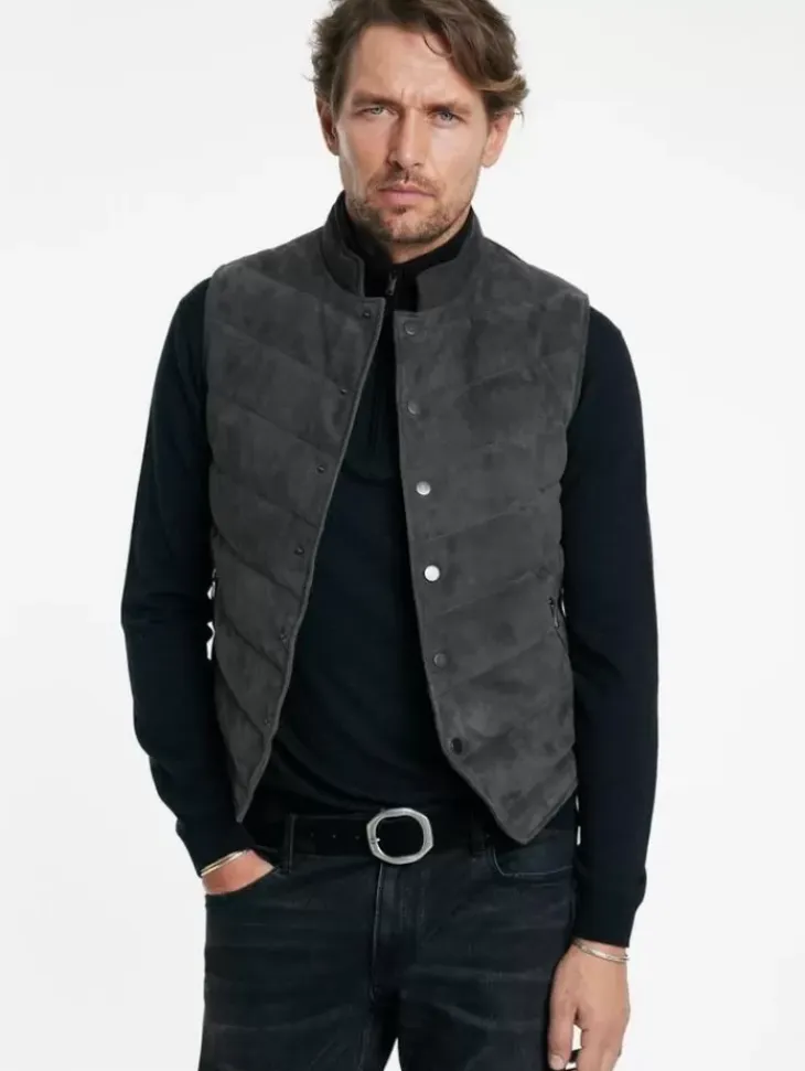 Coats And Jackets|Leather Jackets>John Varvatos JACKSON VEST CONCRETEHTR