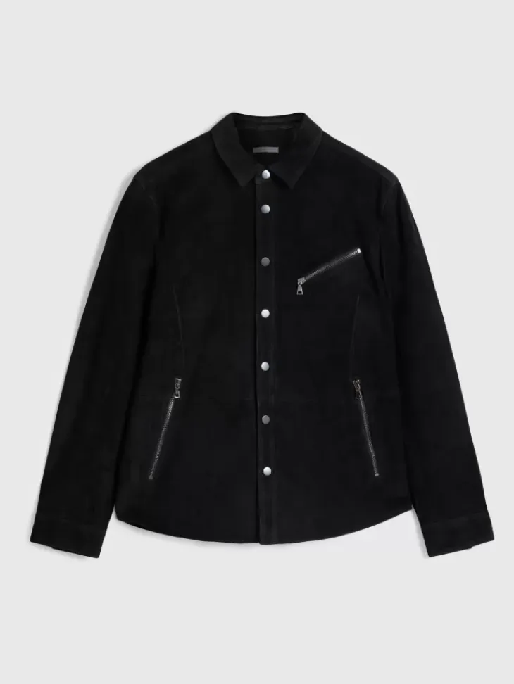 Leather Jackets|Leather Jackets>John Varvatos KADD SHIRT JACKET BLACK
