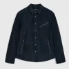 Leather Jackets|Leather Jackets>John Varvatos KADD SHIRT JACKET MIDNIGHT