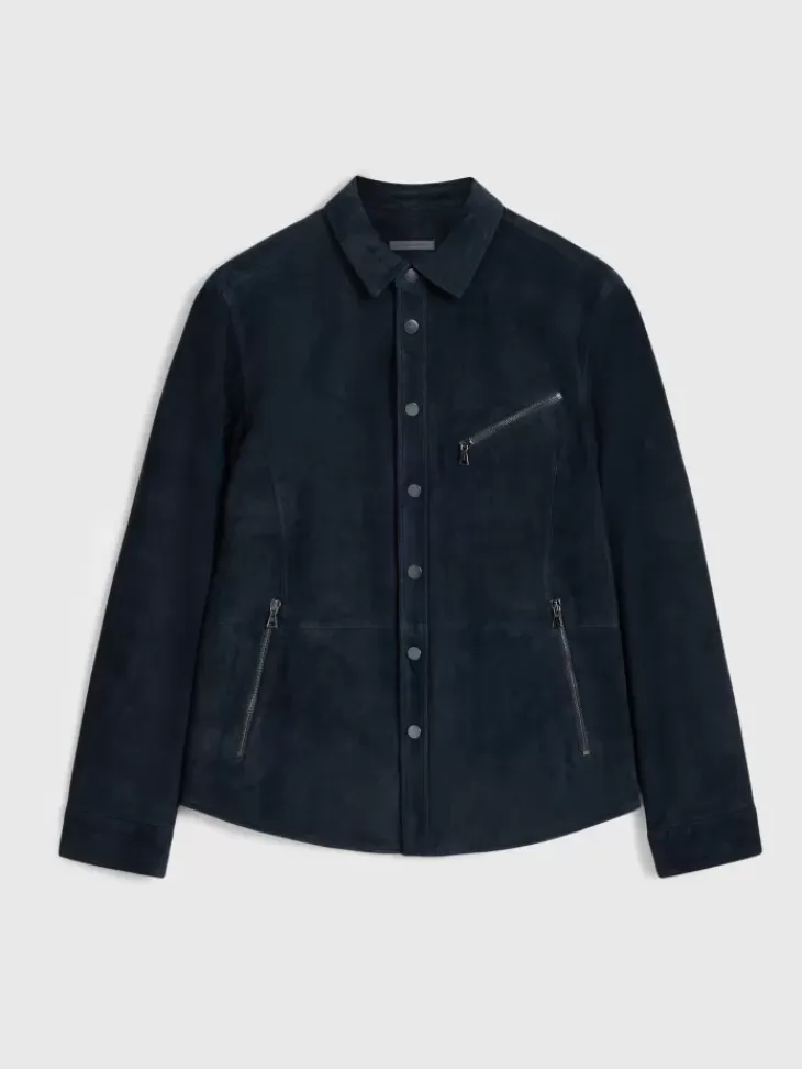 Leather Jackets|Leather Jackets>John Varvatos KADD SHIRT JACKET MIDNIGHT