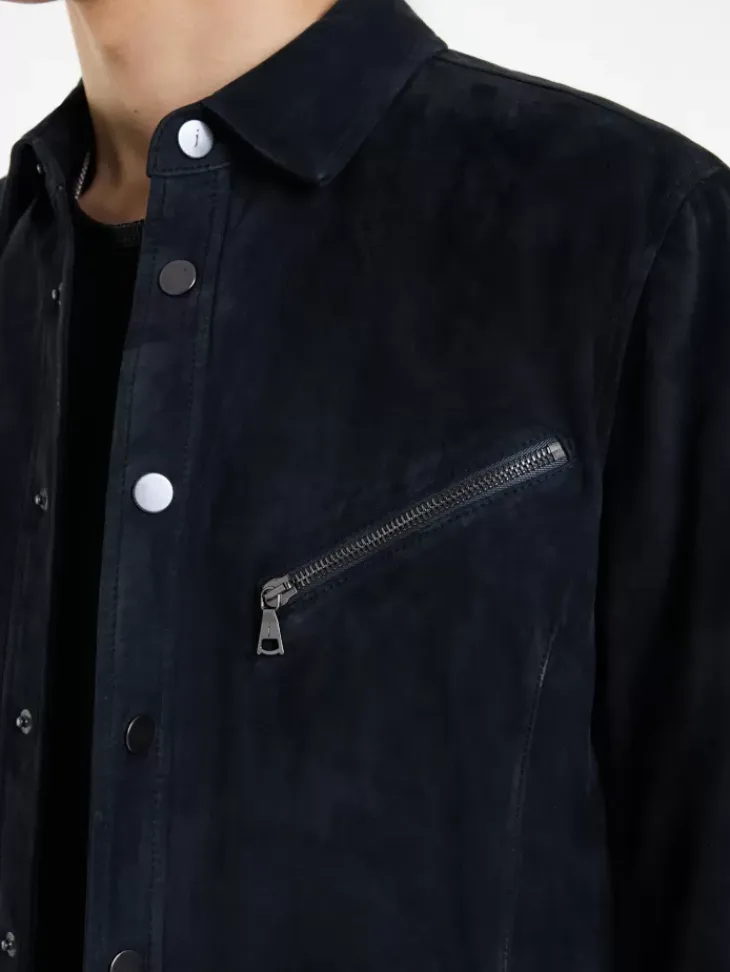 Leather Jackets|Leather Jackets>John Varvatos KADD SHIRT JACKET MIDNIGHT